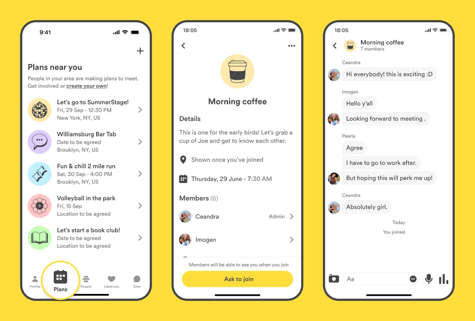 screenshot of plans function on bumble