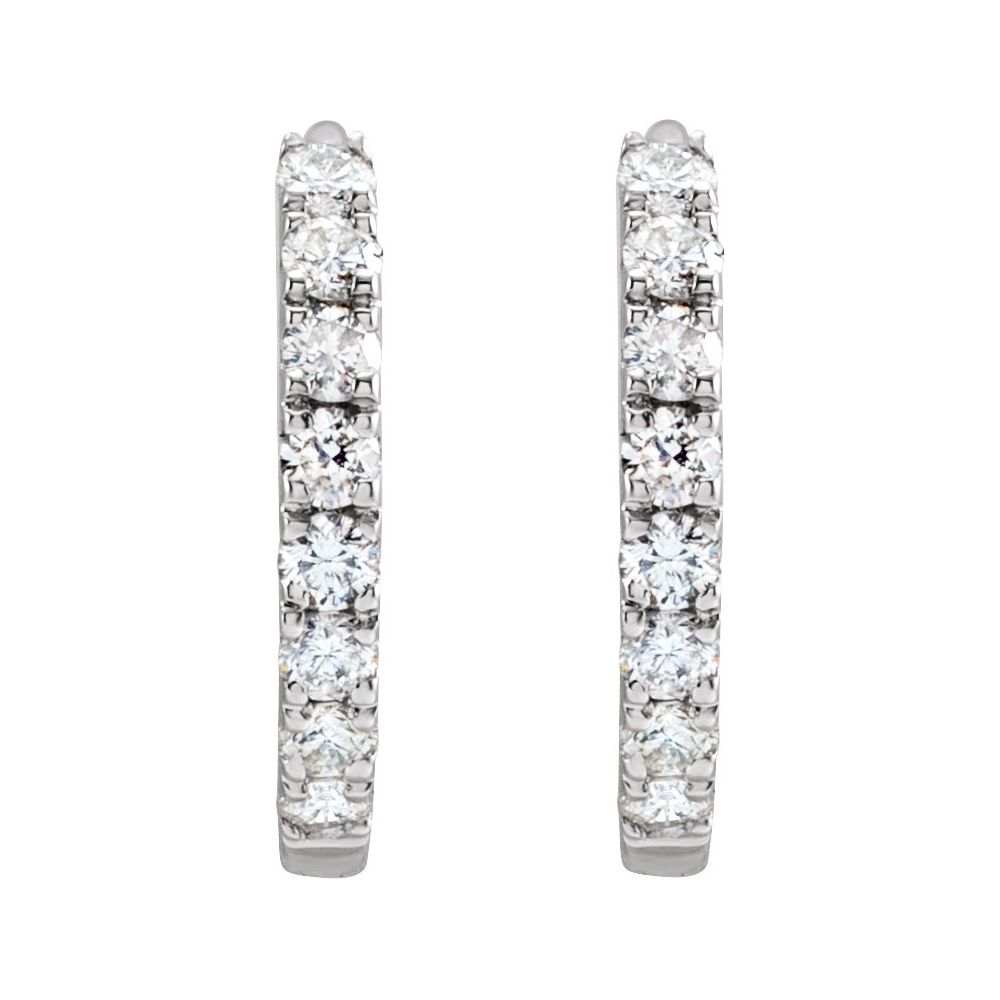 12mm diamond huggie earrings white gold