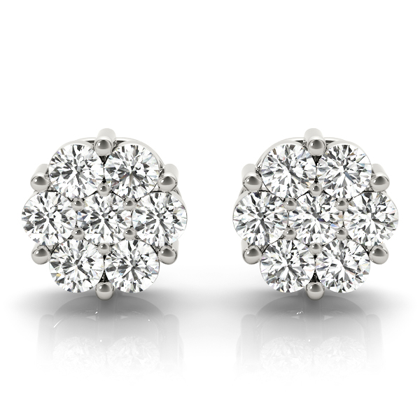 white gold pave diamond cluster earring studs