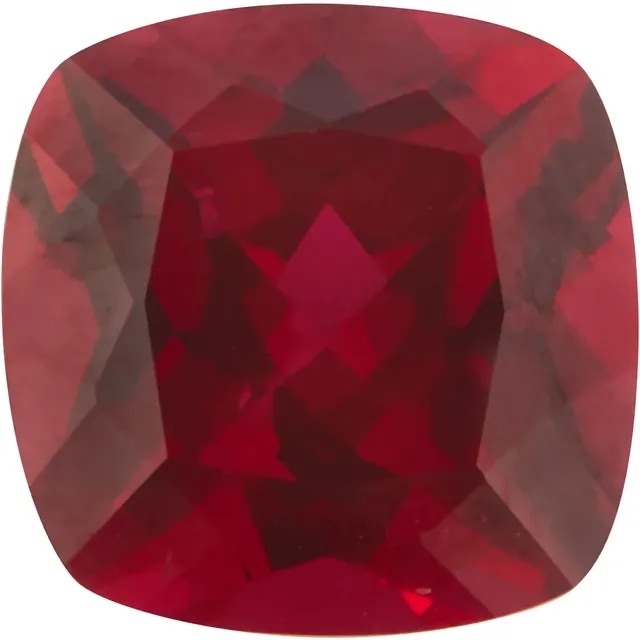 lab created cushion ruby gemstone