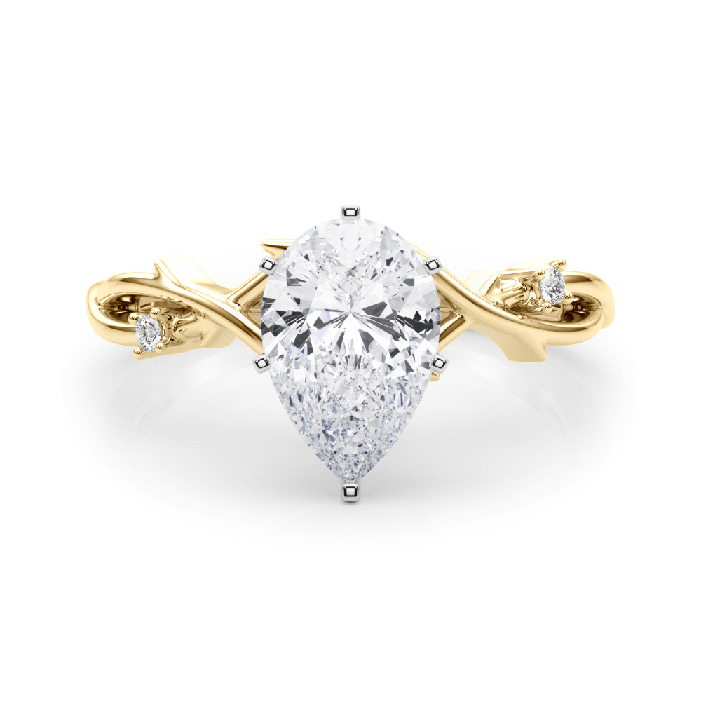 pear shape diamond thorn engagement ring in yellow gold