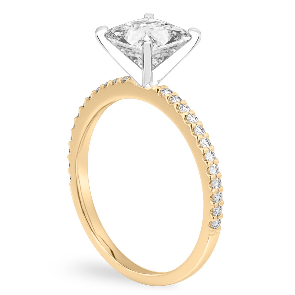 princess cut diamond dainty engagement ring yellow gold angle