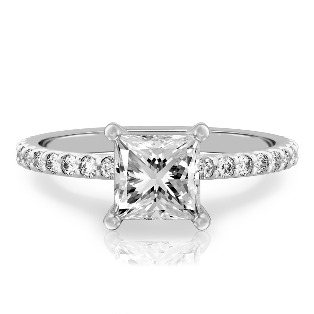 princess cut diamond french cut basket setting white gold