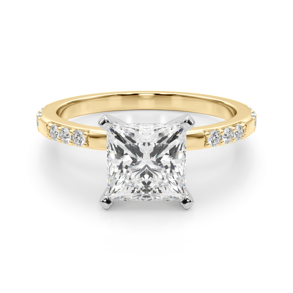 princess cut diamond modern pave engagement ring yellow gold