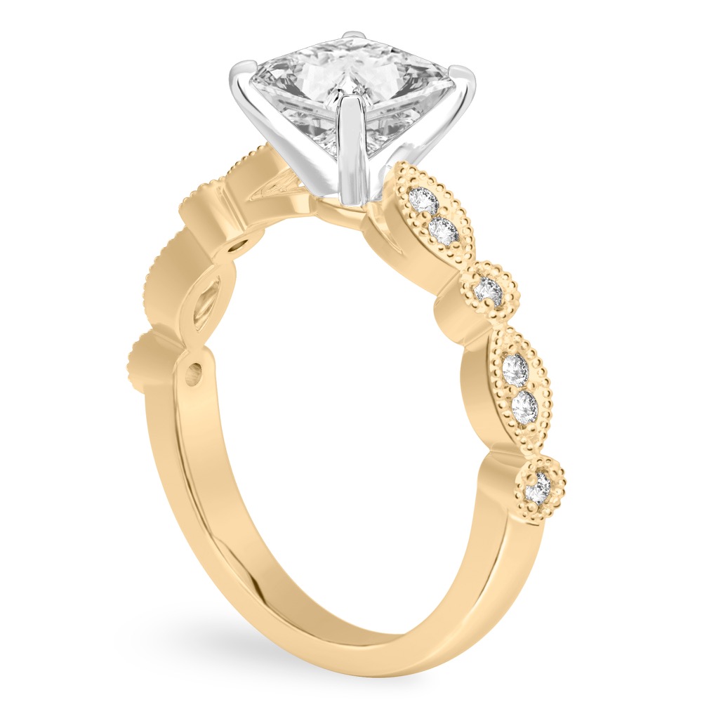 princess cut diamond pandora engagement ring yellow gold angle