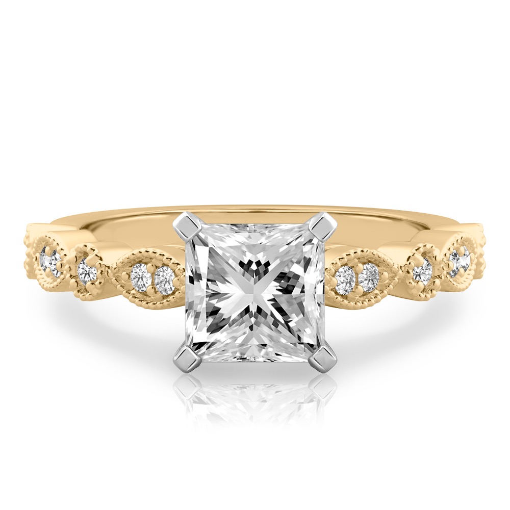 princess cut diamond pandora engagement ring yellow gold