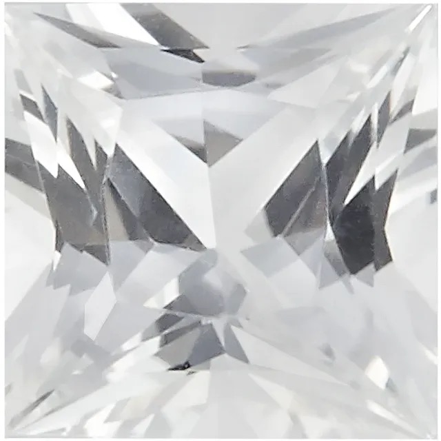 lab created princess white sapphire gemstone