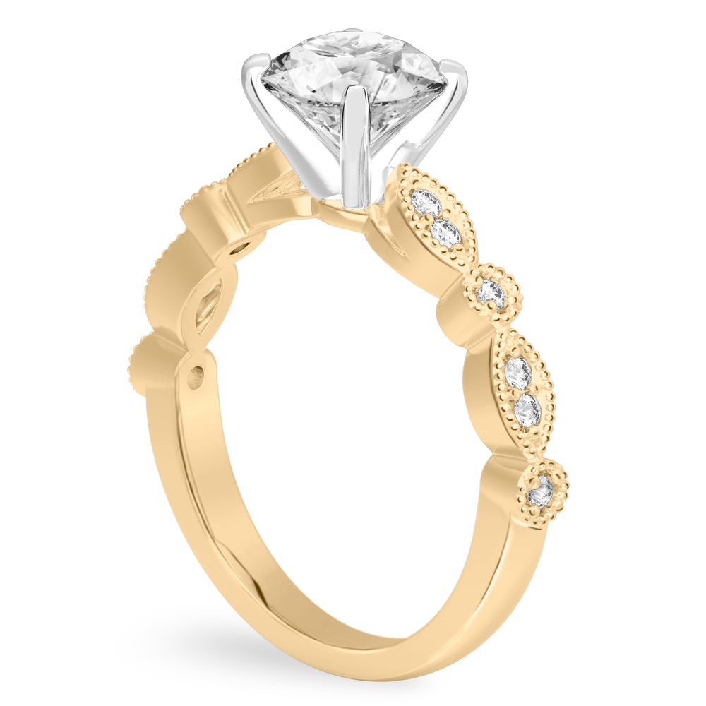 round cut diamond pandora engagement ring yellow gold angle