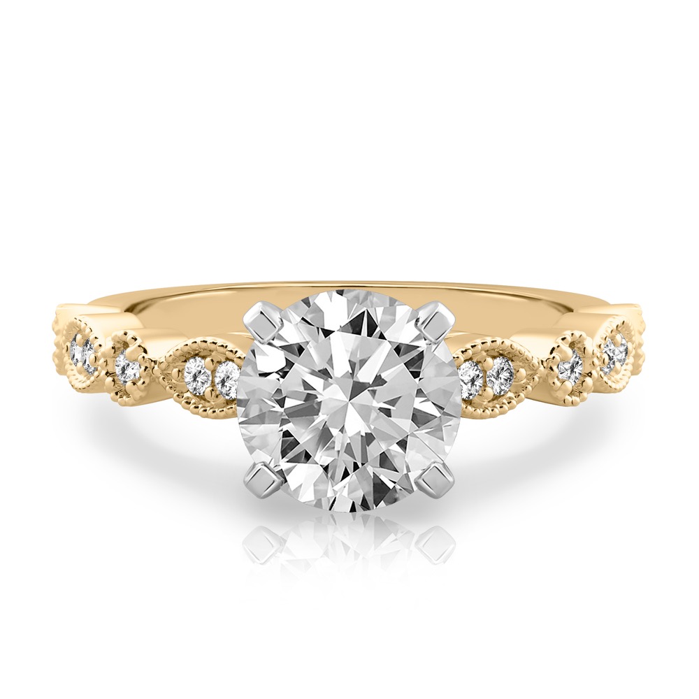 round cut diamond pandora engagement ring yellow gold