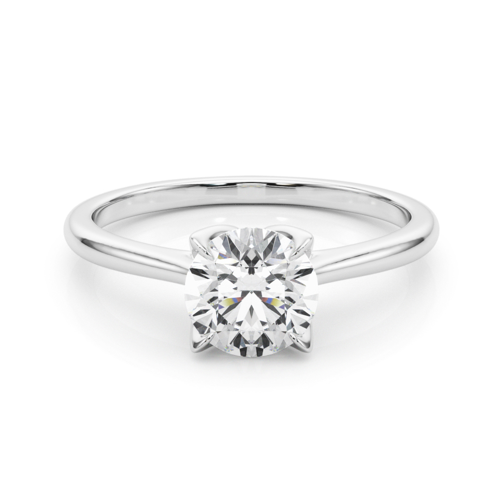 round cut diamond simple petal solitaire engagement ring white gold video