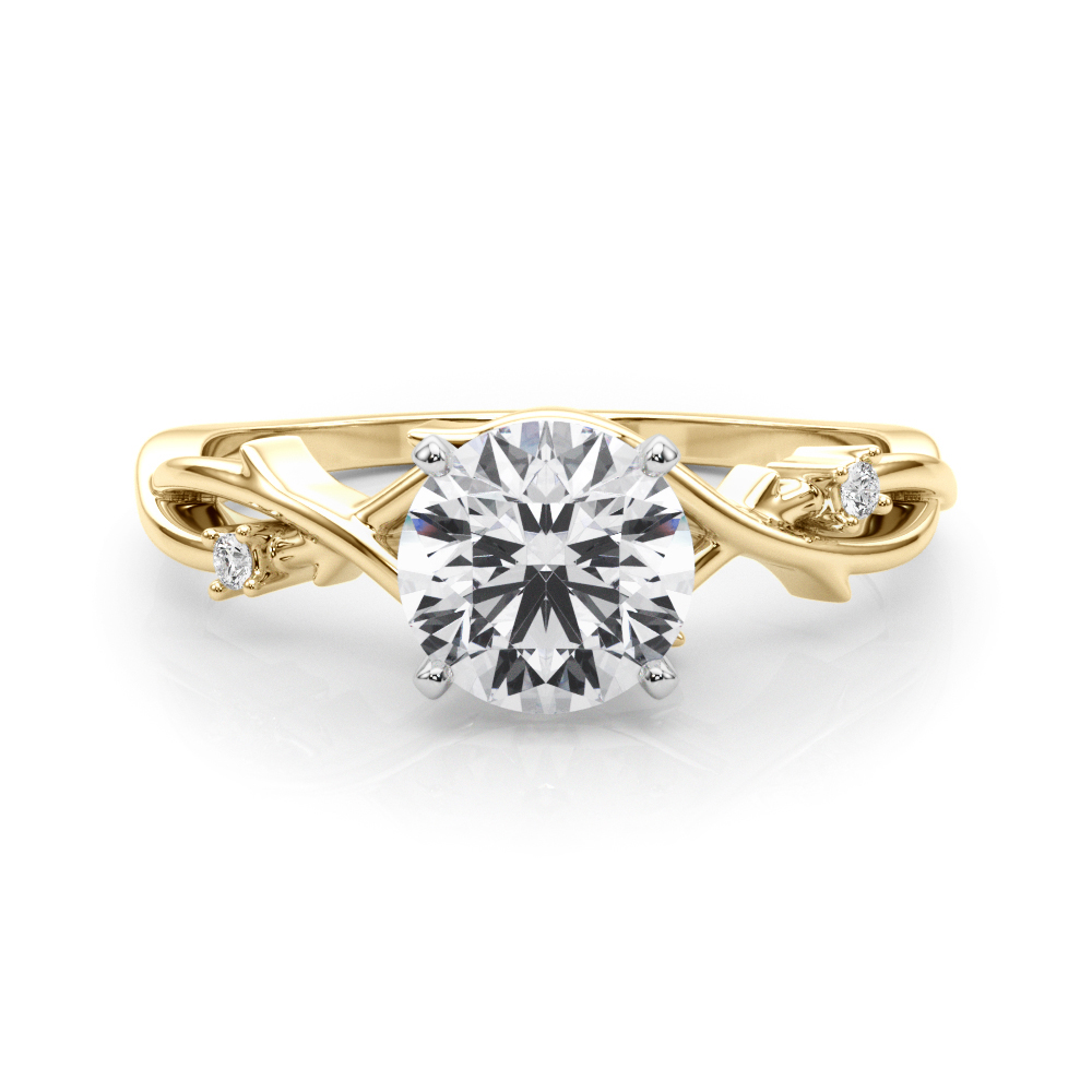 round cut diamond thorn engagement ring in yellow gold