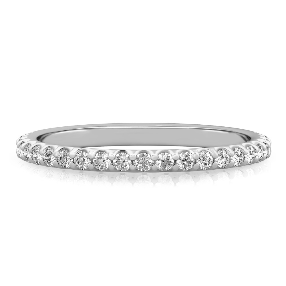 shared prong wedding band in white gold