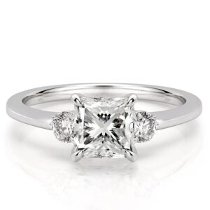 three-stone-princess-engagement-ring in white gold