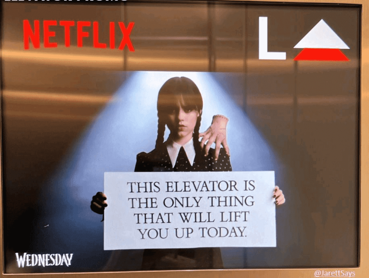 Uncovering the Key Elements of Netflix's Viral 'Wednesday' Marketing Campaign. Wednesday Billboard that was installed by Netflix. 