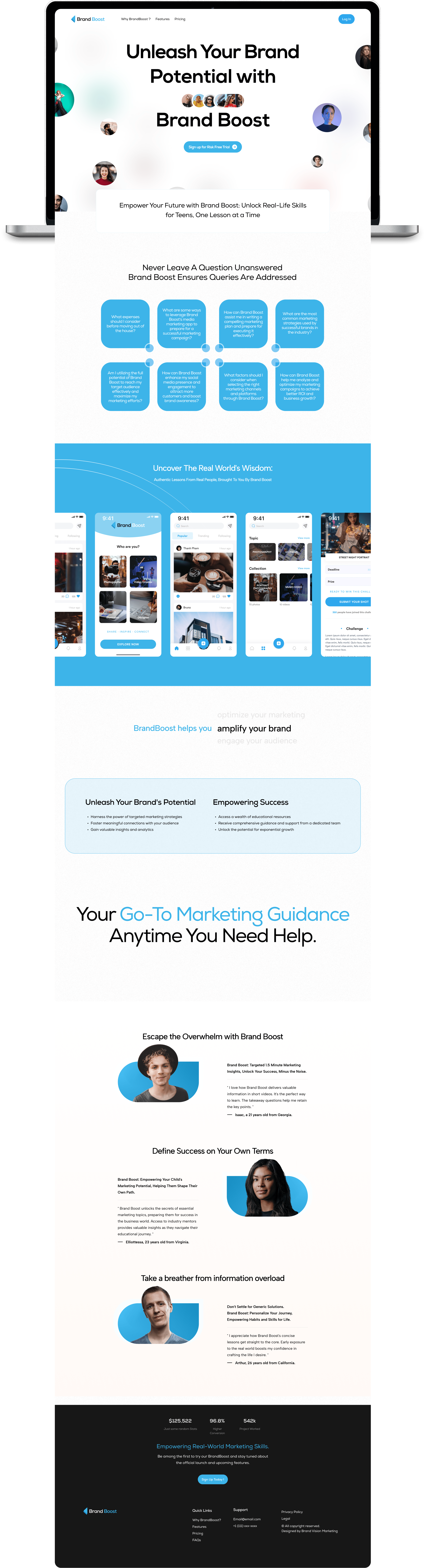 Full page website screen for Brand Boost by Brand Vision Marketing