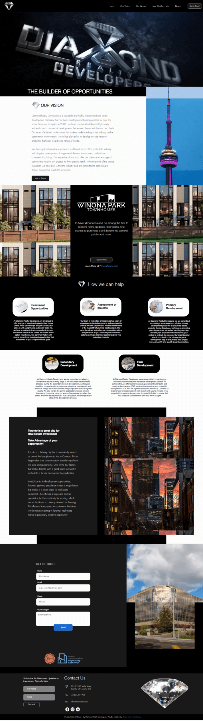 Modern and Cohesive Website for Diamond Realty Developers by Brand Vision Marketing